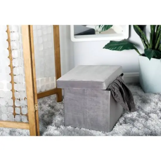 17" Modern Fabric Storage Stool Gray {9}