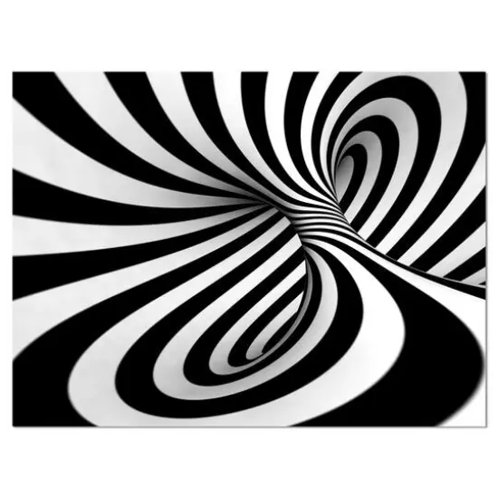 Designart - Spiral Black n White - Contemporary Canvas Art Print {1}