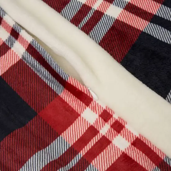 Glitzhome&reg; Polar Fleece Red & Blue Plaid Reversible Duvet Cover {5}
