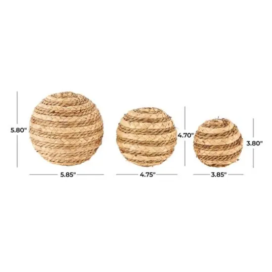 Brown Seagrass Handmade Braided Decorative Ball Orbs & Vase Filler Set {7}