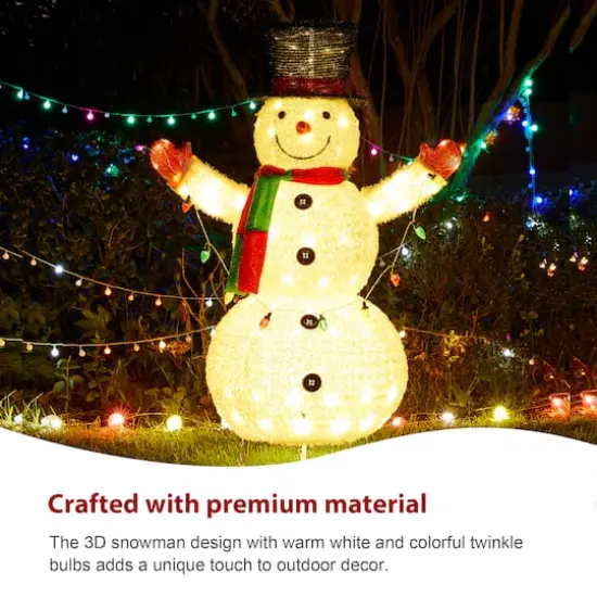 Glitzhome&reg; 4ft. Lighted Christmas 3D Foldable Fabric Snowman Outdoor D&eacute;cor {7}