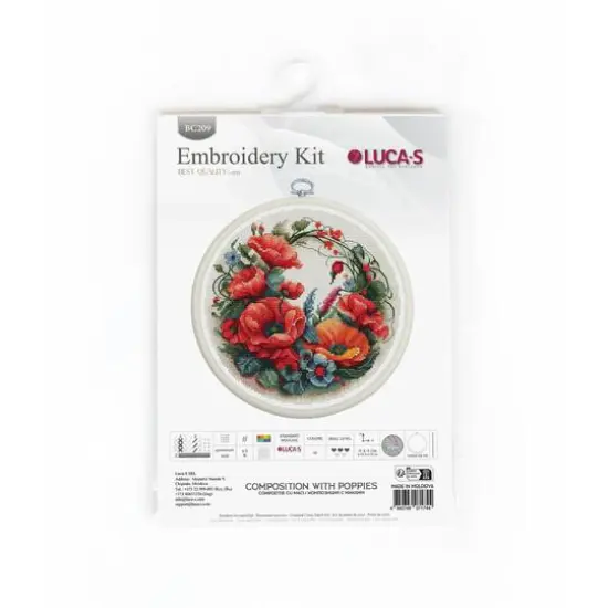 Luca-S Composition with Poppies Counted Cross Stitch Kit with Display Hoop {22}