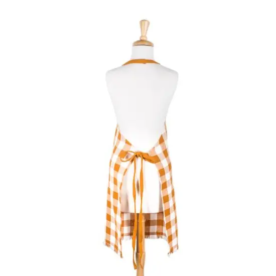 Pumpkin Spice Heavyweight Check Fringed Chef Apron {4}