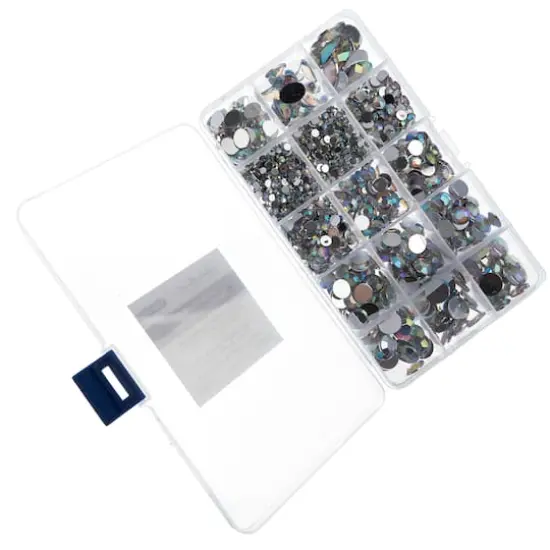 John Bead Round & Oval Acrylic Flatback Rhinestones in Box Crystal AB {4}