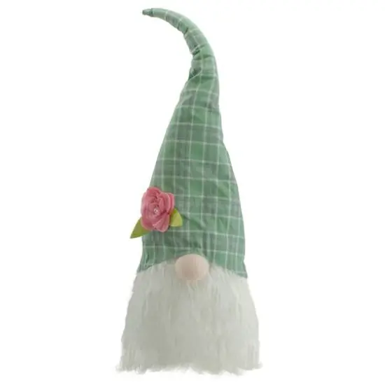 20" Green & White Plaid Easter Gnome Head D&eacute;cor {1}