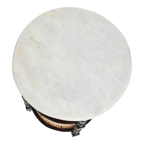 Hello Honey&reg; 28" Round Wood End Table with Marble Top Brown {6}