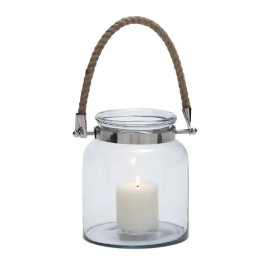 10'' Clear Glass Coastal Candle Lantern {1}