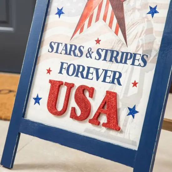 Glitzhome&reg; 24" Patriotic Stars & Stripes Easel Porch D&eacute;cor {7}
