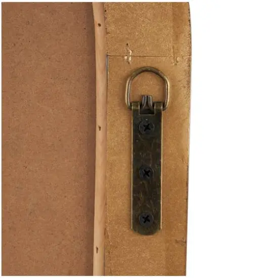 Brown Wooden Oval Wall Mirror with Dimensional Carved Frame {6}