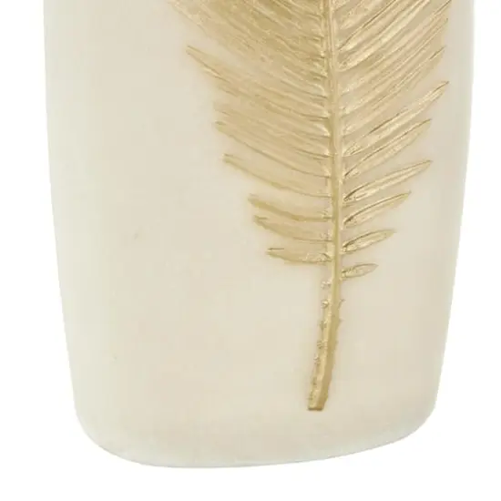 Cream Polystone Vase with Gold Leaf Relief {6}