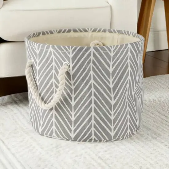 DII&reg; Small Gray Herringbone Round Fabric Bin {5}