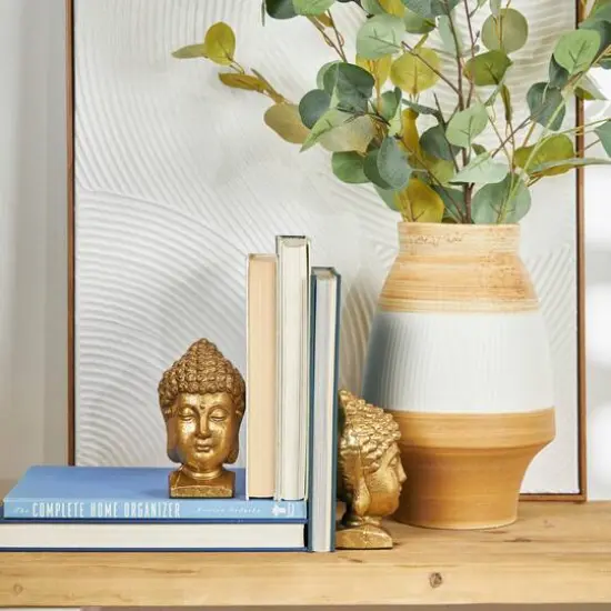 6" Gold Metal Buddha Bookends Set {8}