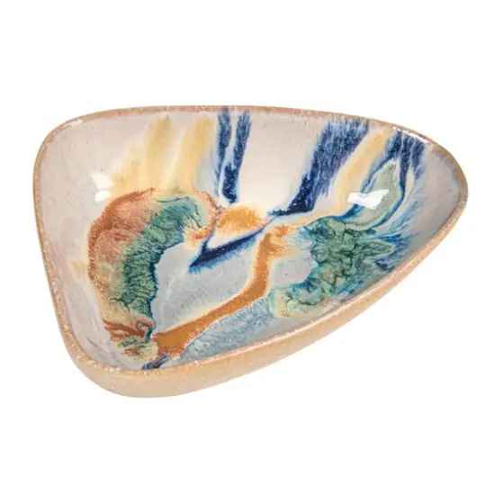 Hello Honey® 7.5" Multicolor Triangular Abstract Stoneware Bowl {1}