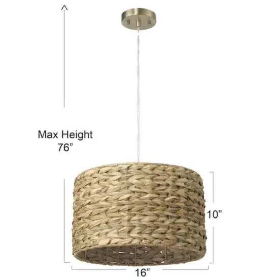 Hello Honey&reg; Bella Natural Metal & Handwoven Wicker Drum Ceiling Light {4}