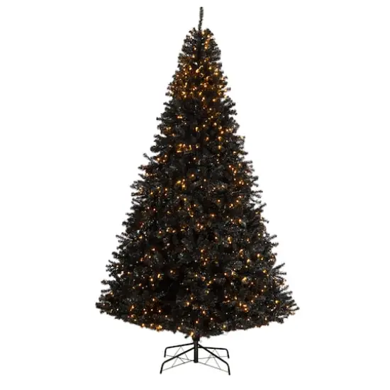 10ft. Pre-Lit Black Artificial Christmas Tree, Clear LED Lights {1}