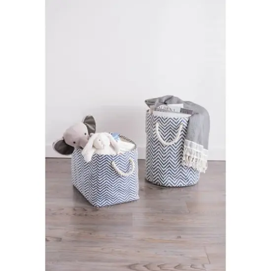 DII&reg; Small Round Chevron Paper Bin Nautical Blue {5}