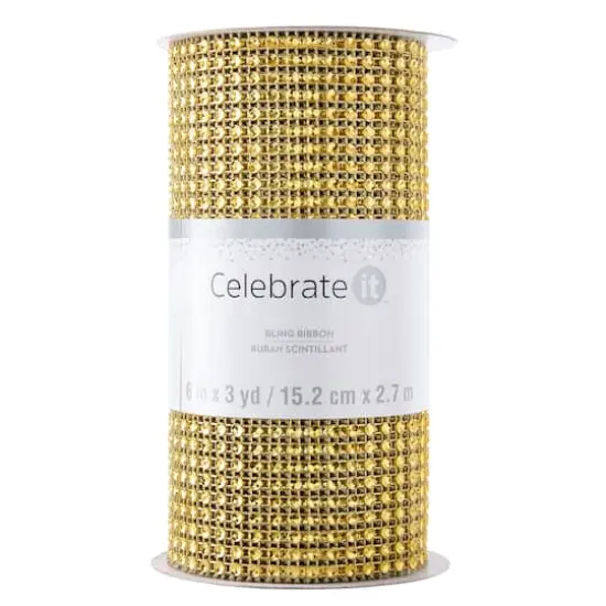 6" Bling Ribbon Wrap by Celebrate It&reg; Occasions&trade; Gold {5}
