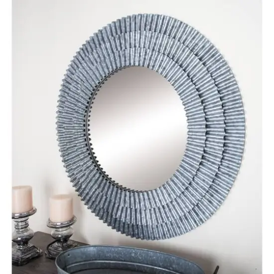 37'' Gray Farmhouse Metal Wall Mirror {7}