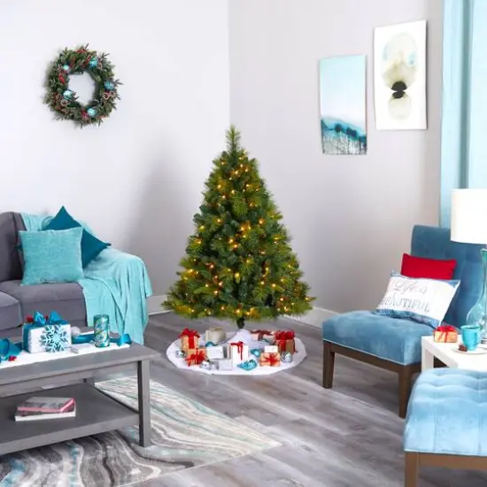 5ft. Pre-Lit North Carolina Mixed Pine Artificial Christmas Tree, Warm White LED Lights {7}