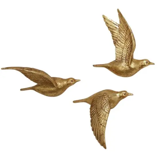 Gold Polystone Coastal Birds Wall Decor Set {1}