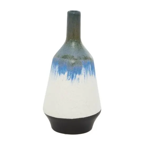 White Ceramic Contemporary Vase, 14" x 7" x 7" {3}