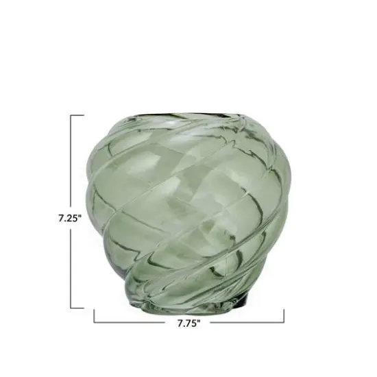 Hello Honey&reg; 7.75" Green Round Twisted Glass Vase {6}