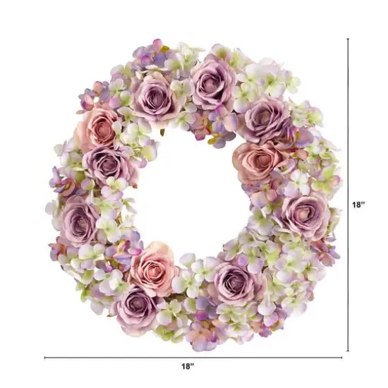 18" Rose & Hydrangea Wreath {3}