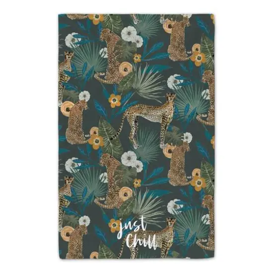 Just Chill Tropical Cheetah Tea Towel Set Green {6}