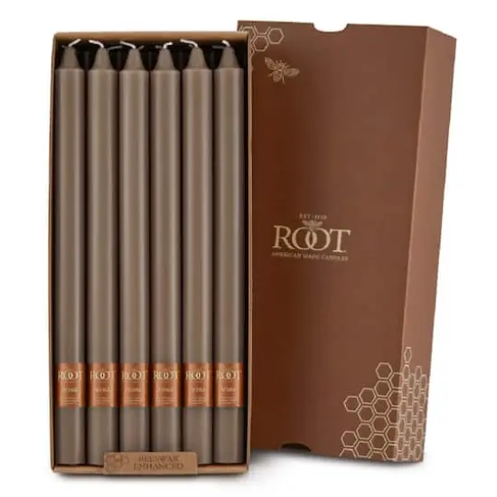 Root Candles Arista™ 12" Smooth Taper Candles, 12ct. Portobello {1}