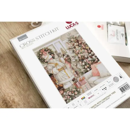Luca-S White Santa With Christmas Tree Counted Cross-Stitch Kit {5}