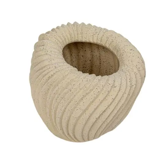 Hello Honey&reg; 8.5" White Speckled Sand Finish Stoneware Pleated Planter {1}