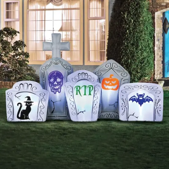 8ft. Occasions Inflatable Halloween Flashing Lights Tombstone Scene {4}