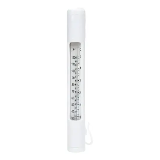 6.75" White Round Swimming Pool Thermometer with White Cord {1}