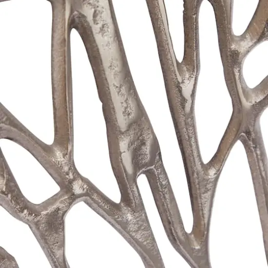 34" Silver Aluminum Modern Floral Wall D&eacute;cor Set {5}