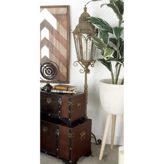 4.5ft. Brown Iron Rustic Candle Holder Lantern {10}