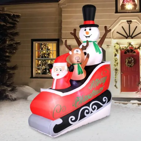 8ft. Airflowz Inflatable Santa Sleigh Ride {7}
