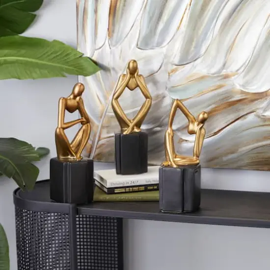 13" Gold Porcelain Abstract Sculpture Set {10}