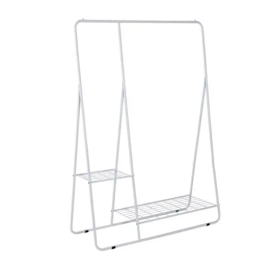 Honey Can Do White Clothing Rack with Shelves and Hanging Bar {1}