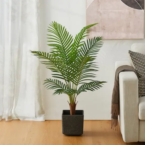 Glitzhome&reg; 3.5ft. Potted Faux Areca Palm Tree {3}