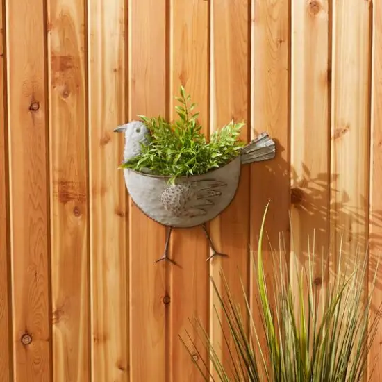 DII&reg; 12.5" Bird Galvanized Wall Planter {9}
