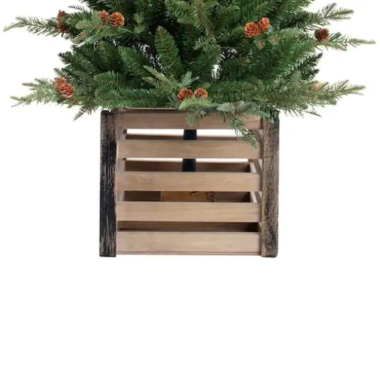 4ft. Pre-Lit Asheville Fir Artificial Christmas Tree with Wooden Crate Base, Clear Lights {4}