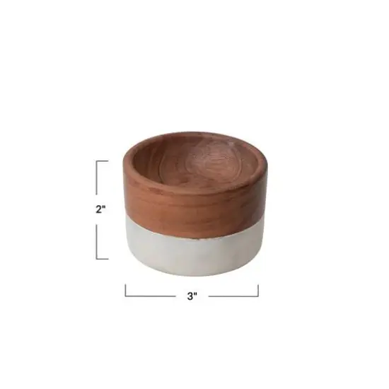 Hello Honey&reg; 2" White & Natural Marble & Acacia Wood Pinch Pot {3}