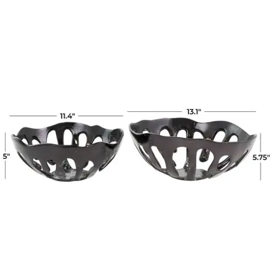 Aluminum Drip Decorative Bowl Set with Open Frame Design Black {12}