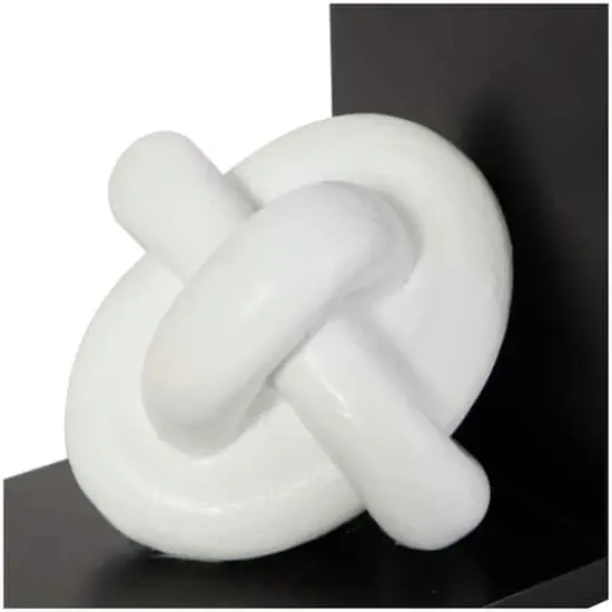 7" White MDF Knot Bookends with Black Stands Set {5}