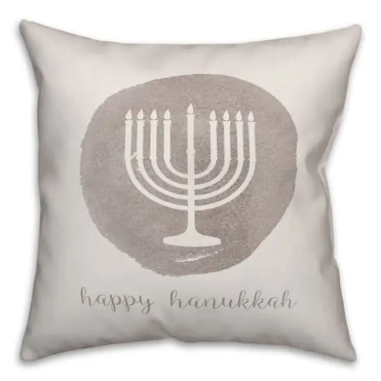 Gray Watercolor Menorah 18x18 Spun Poly Pillow {3}