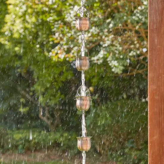 Glitzhome&reg; 8.5ft. Copper Cup Shaped Rain Chain {3}