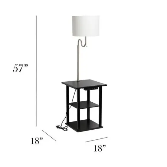 Simple Designs 57" 2 Tier Floor Lamp with USB & Outlet Black {4}