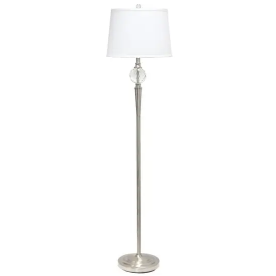 Lalia Home Brushed Nickel Crystal Drop Table and Floor Lamp Set {11}