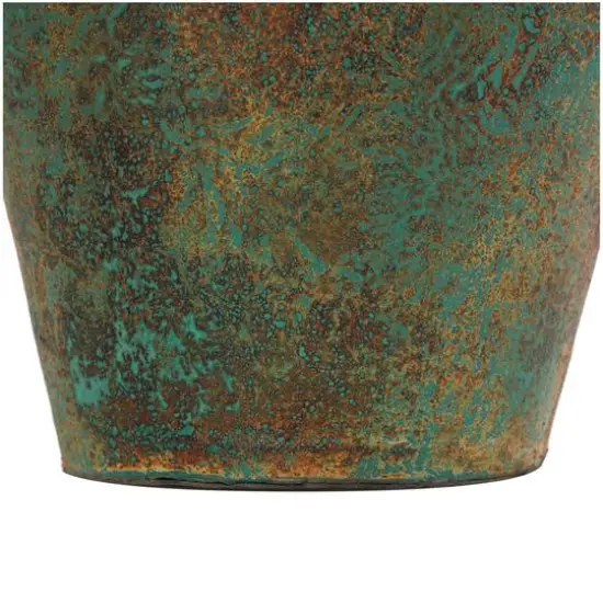 23.5" Rustic Green & Brown Antique-Style Ceramic Vase {7}