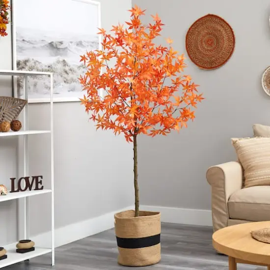 6ft. Artificial Autumn Maple Tree with Basket {3}